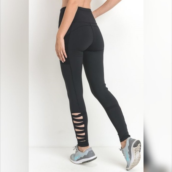 Highwaist Zig Zag Straps Pocket Leggings - Picture 5 of 7